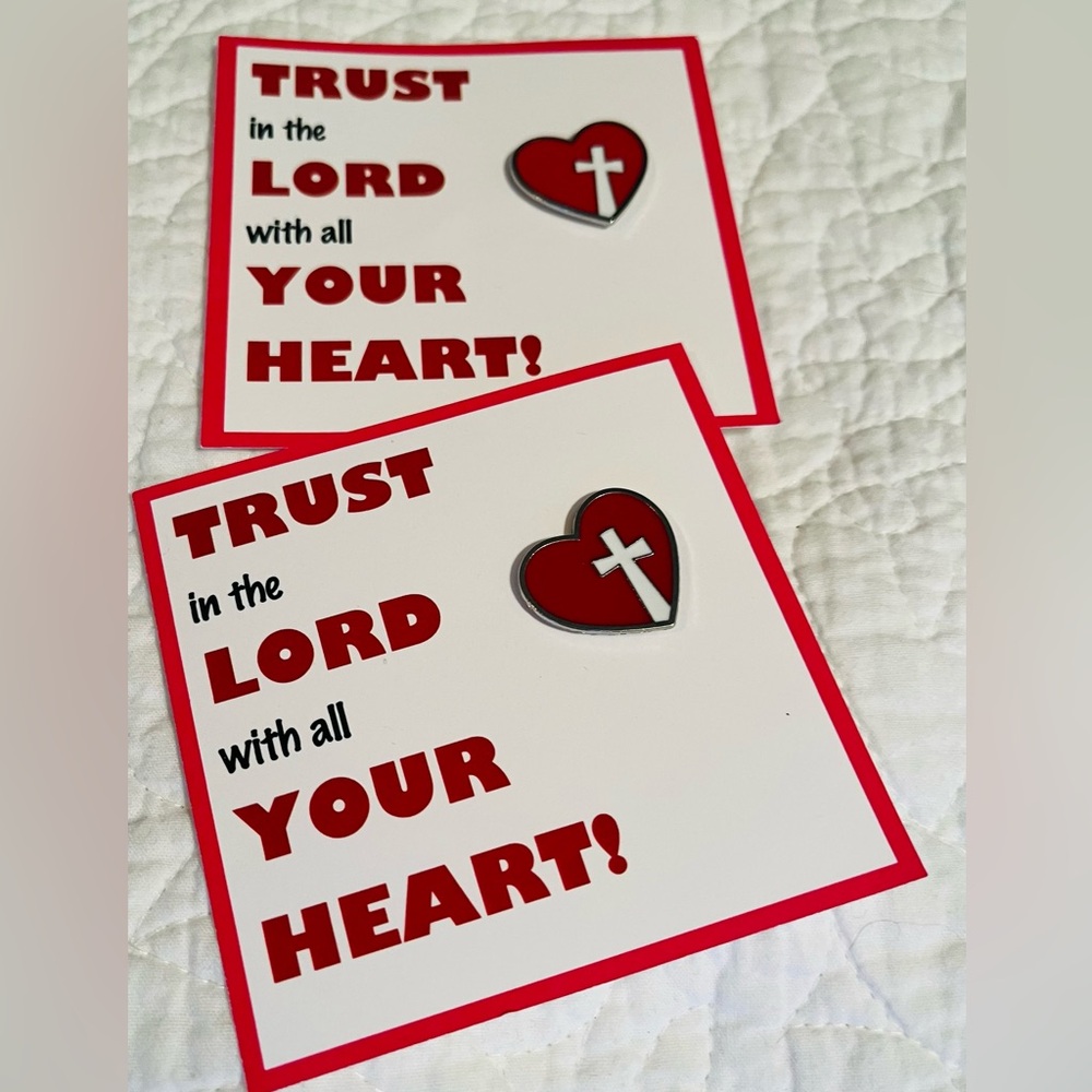 Inspirational Religious Pins with Heart Design